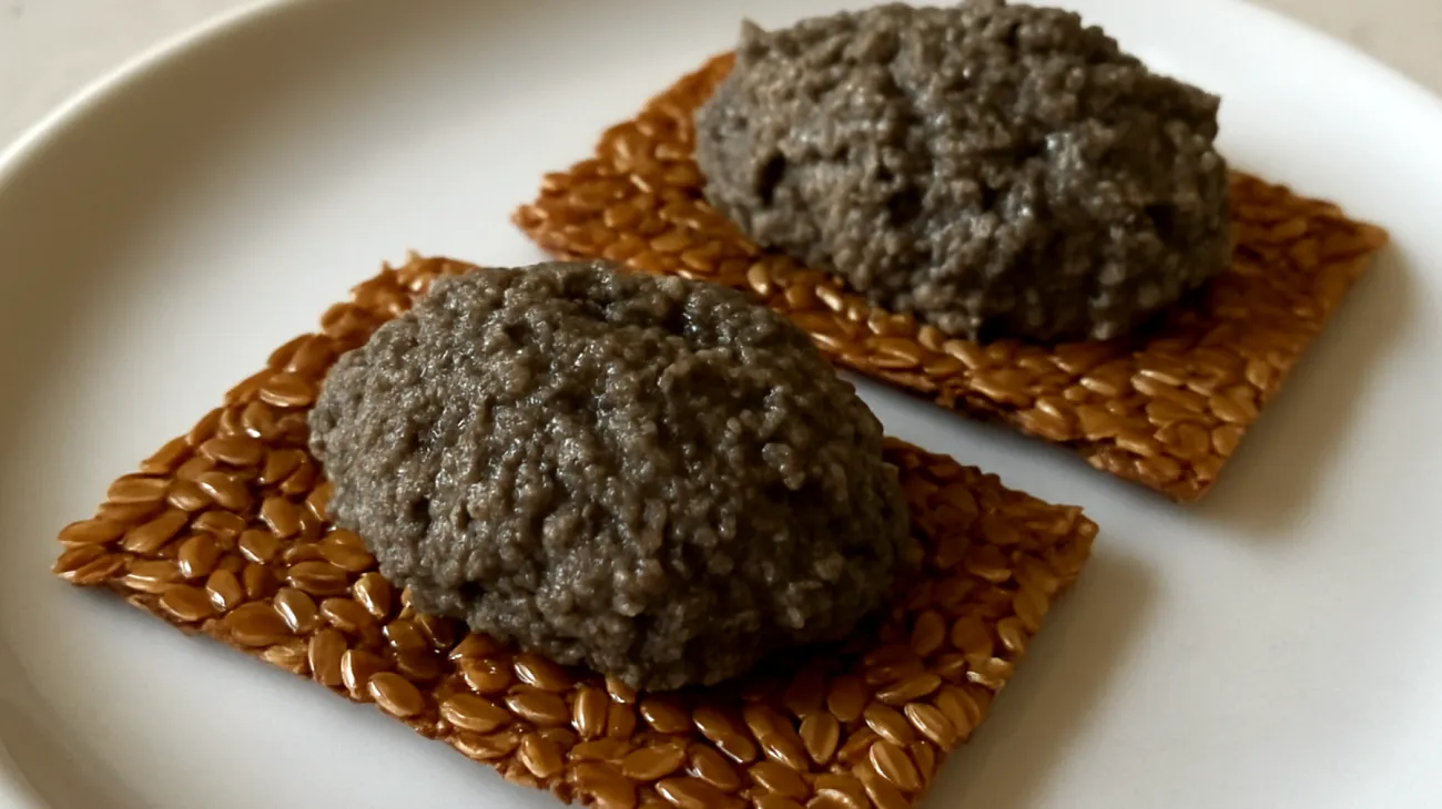 Crackers di semi di lino con hummus di ceci neri"