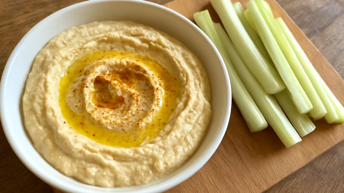 Hummus di ceci con bastoncini di finocchio"