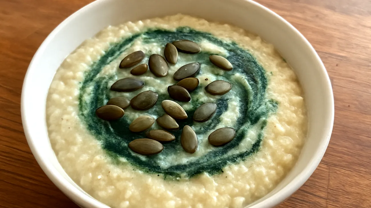 Porridge di miglio con semi di zucca e spirulina"