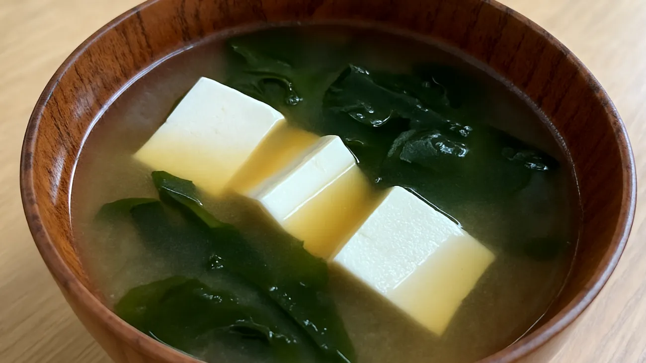 Zuppa di miso con tofu e wakame"